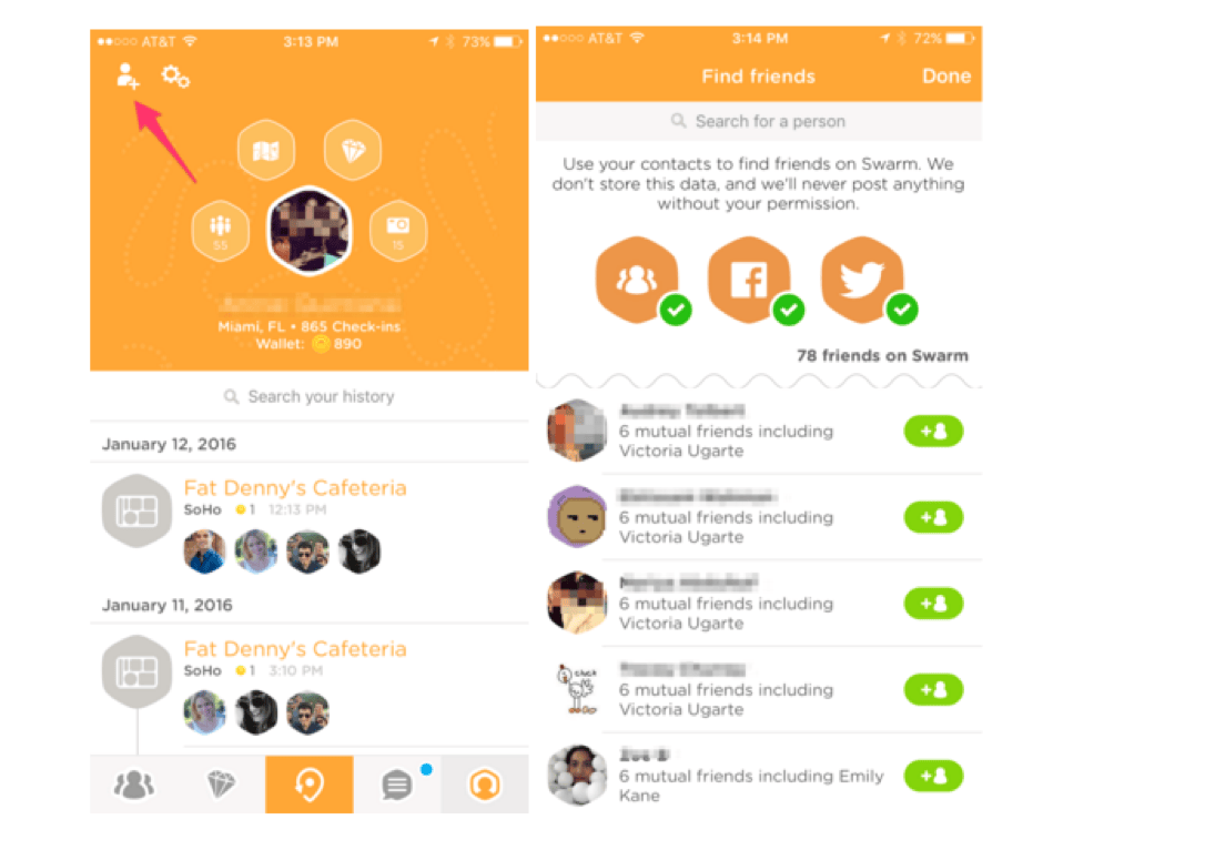 App social sharing feature connecting users with friends
