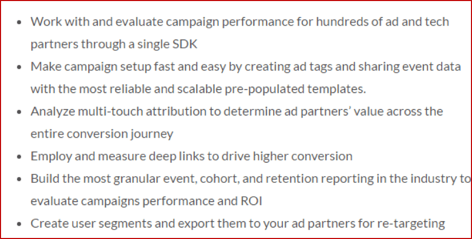 TUNE attribution features list for impressions clicks installs and in-app events