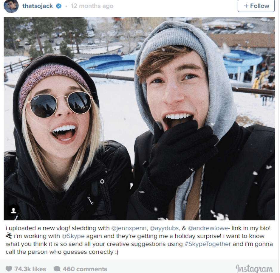 Jack Baran promoting SkypeTogether app on social media to build credibility