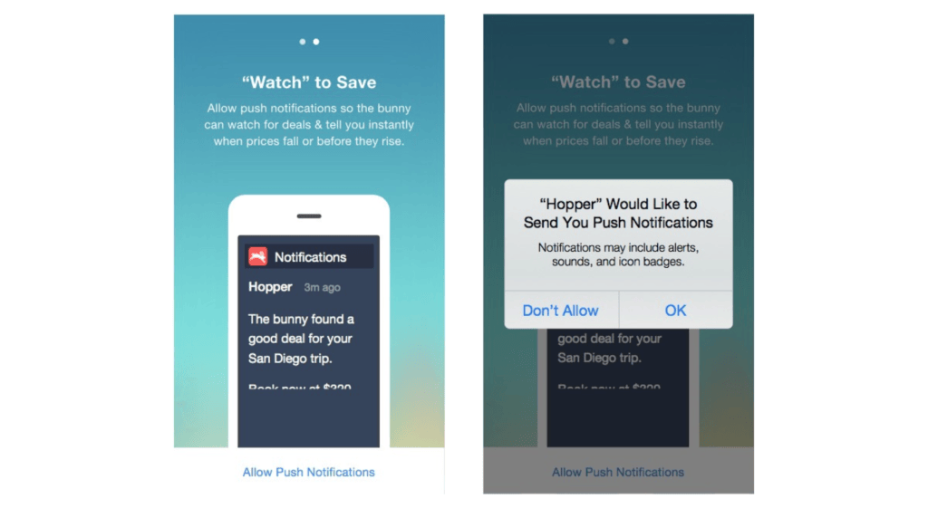 Example of app offering discount or reward incentive to re-enable push notifications