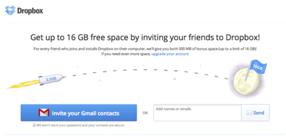 Mobile app referral program encouraging users to invite friends