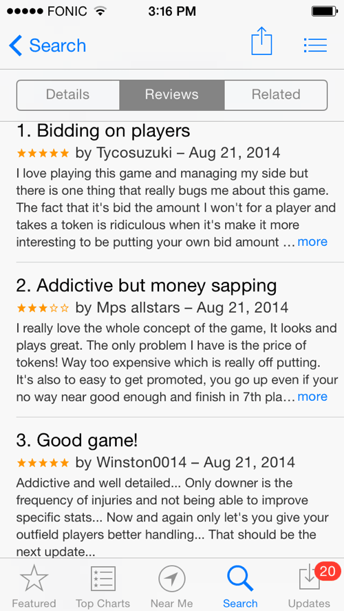 App store competitor pricing comparison chart