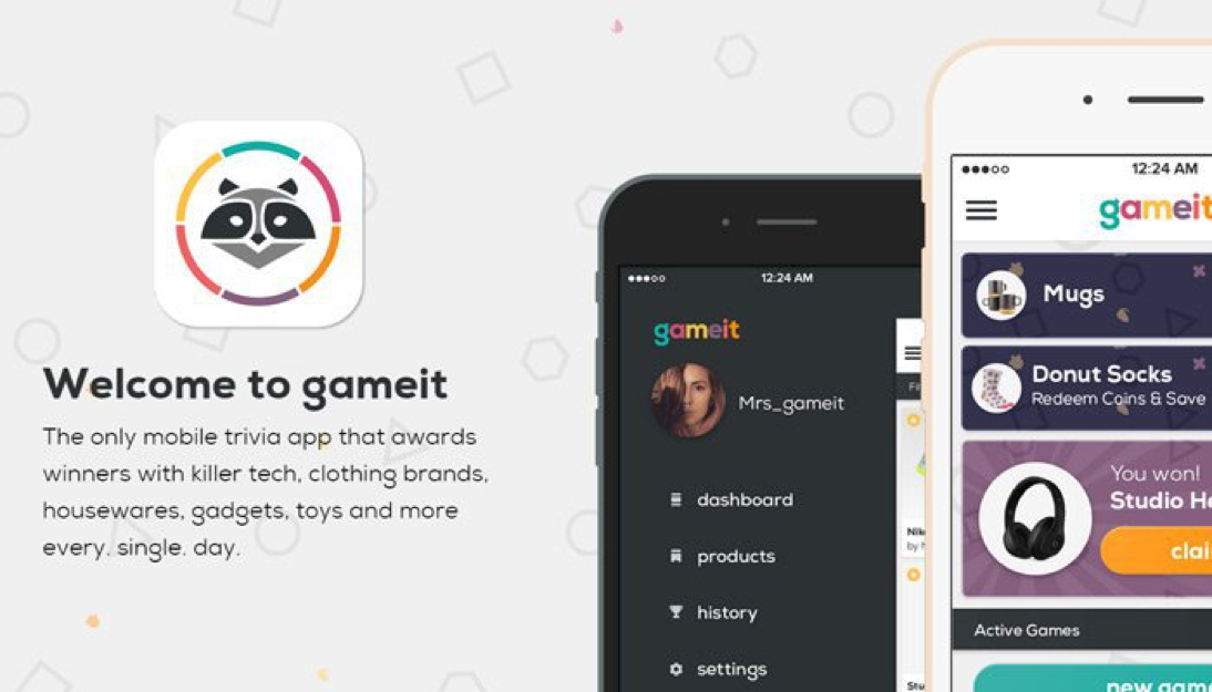 GameIt app landing page highlighting its award-winning gamification feature