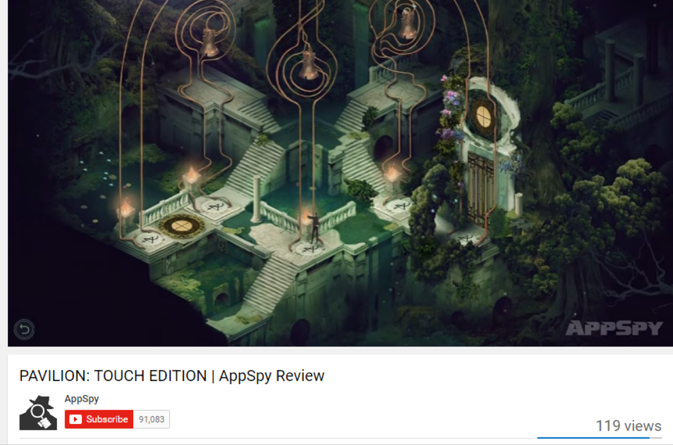 AppSpy YouTube channel featuring a newly uploaded app review with view count