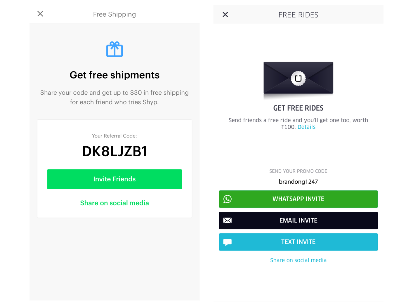 In-app invite button placement example within a mobile app interface