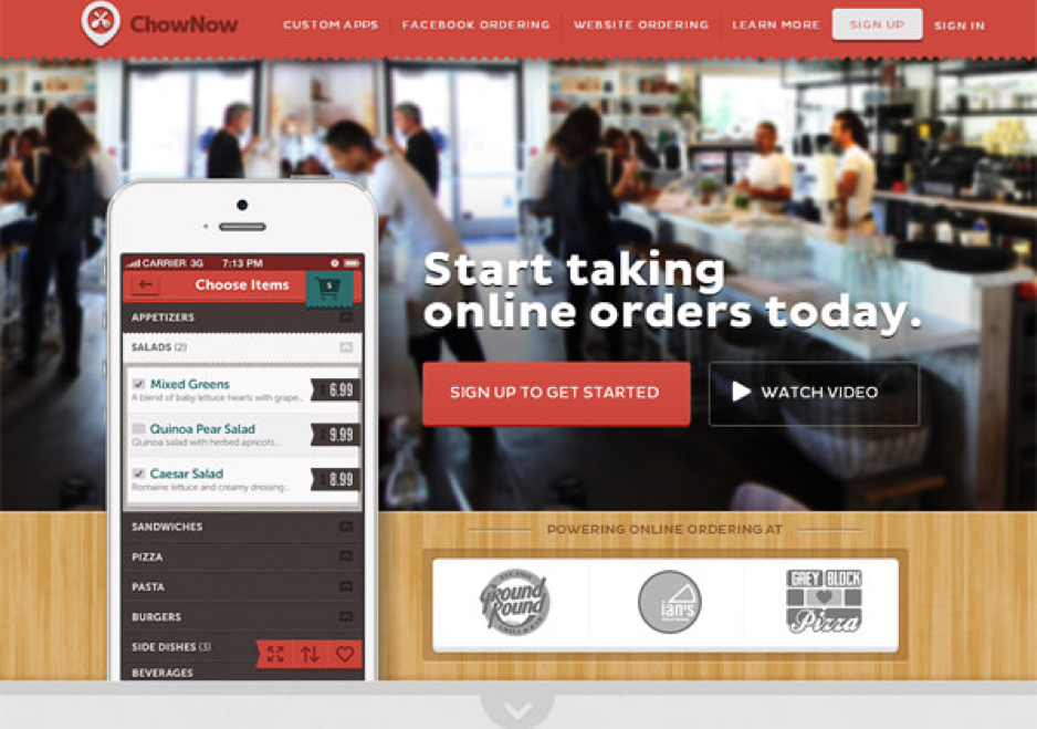 App landing page with prominent Sign Up To Get Started call-to-action button