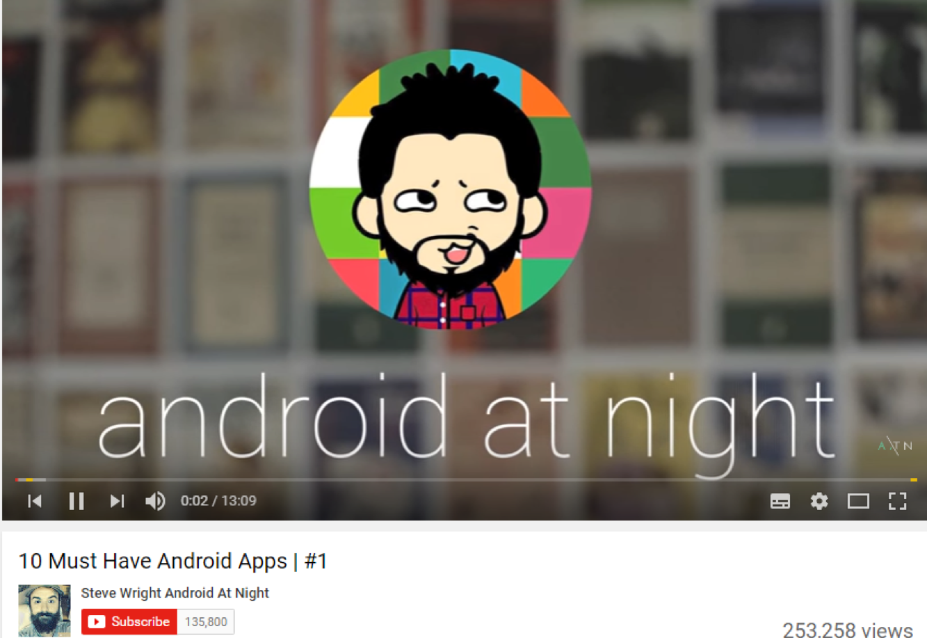 Android At Night YouTube channel homepage by Steve Wright