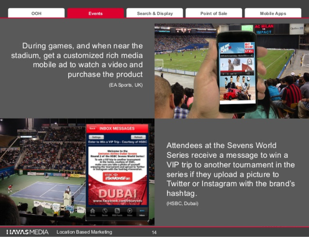 Location-based advertising campaign targeting users near a live event