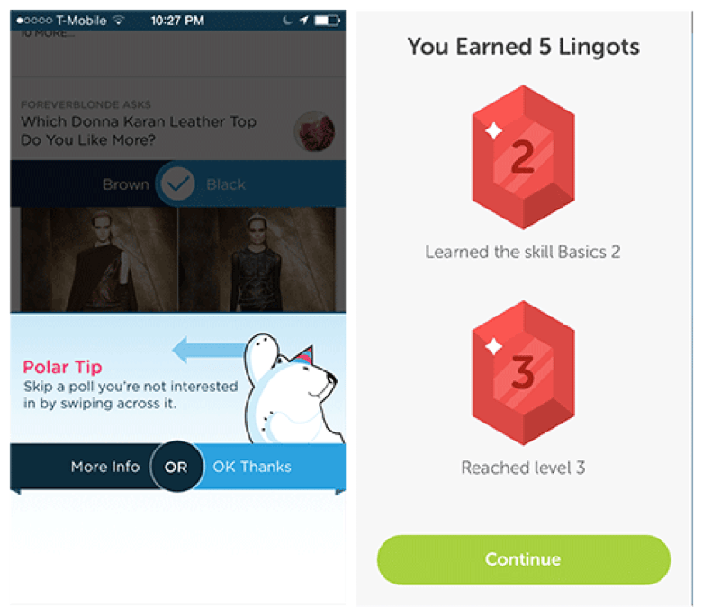 Gamified onboarding tutorial revealing a reward at the end of the walkthrough
