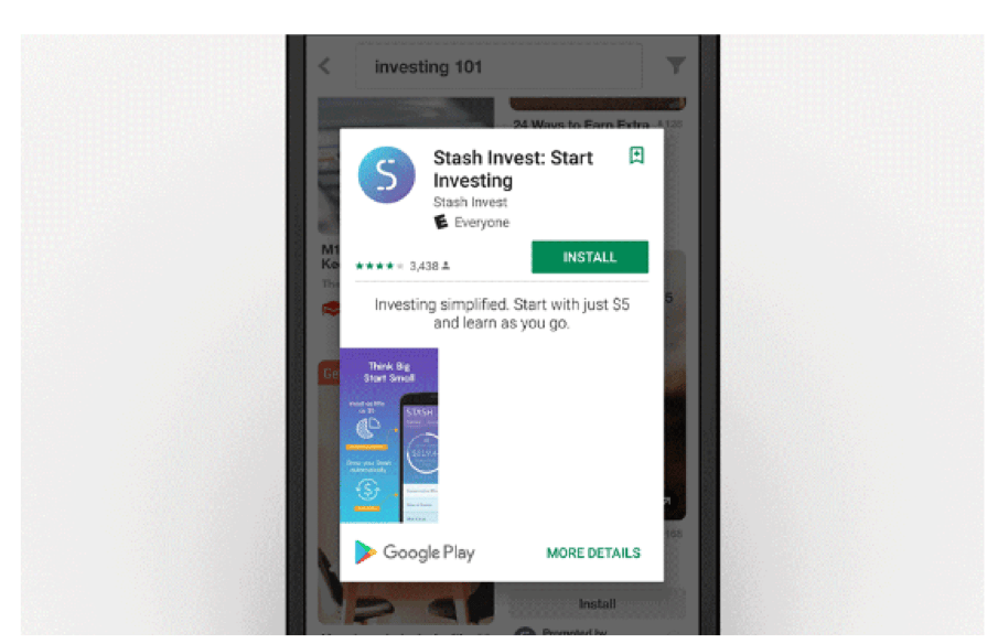 Pinterest Promoted App Pin demo featuring a personal finance app install button