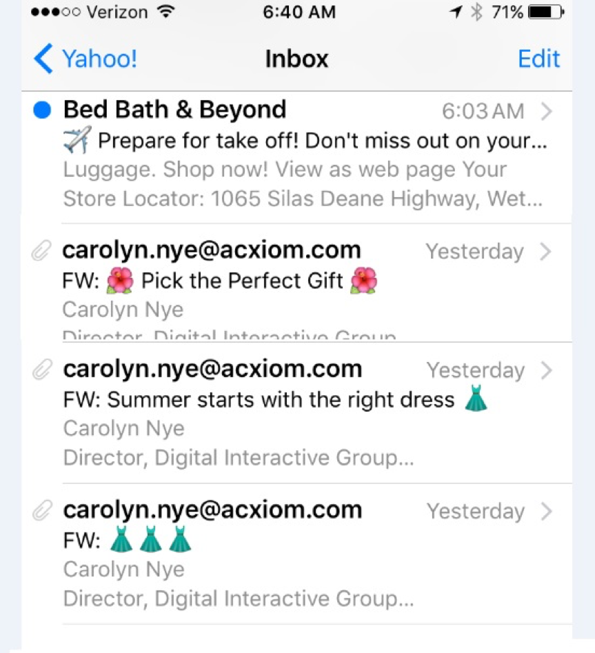 Email marketing example with emoji in subject line and preheader