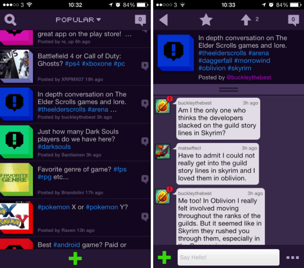 iOS and Android community app for discussing video game culture
