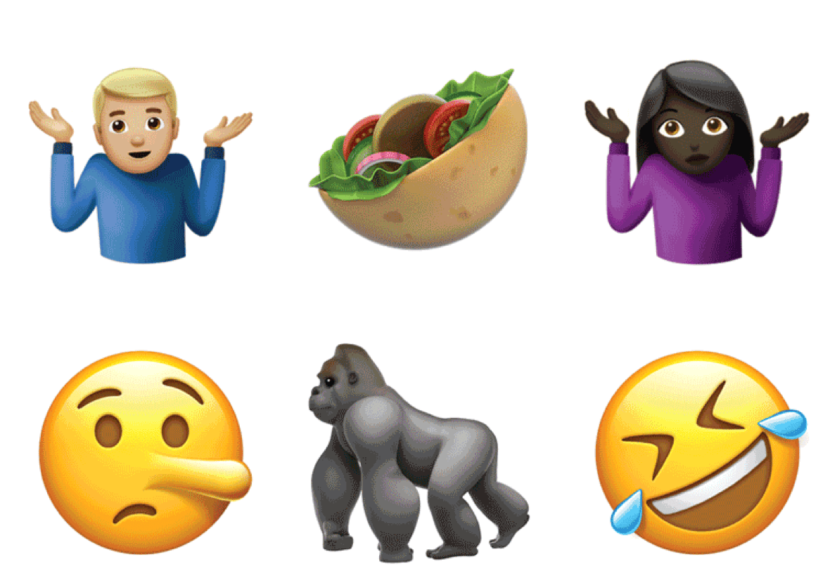 Apple iOS 10.2 new emoji designs shown in in-app messaging context