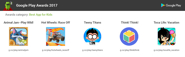 Educational and entertaining kids app examples from Android developers