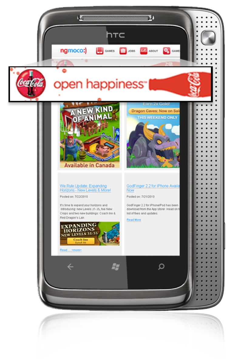 InMobi mobile banner ad example showing brand logo and call to action