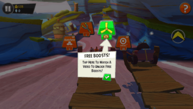 Mid-gameplay rewarded ad prompt unlocking essential in-game element for player