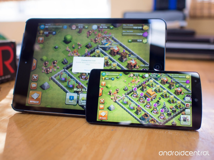 Clash of Clans village displayed on a mobile device screen