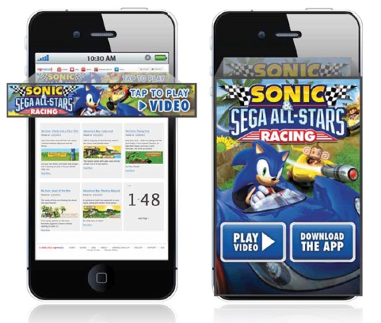 Mobile banner ad format examples on a smartphone