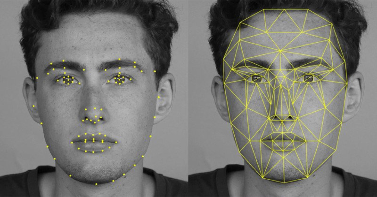 Snapchat facial recognition lens filter applied to a face in real time