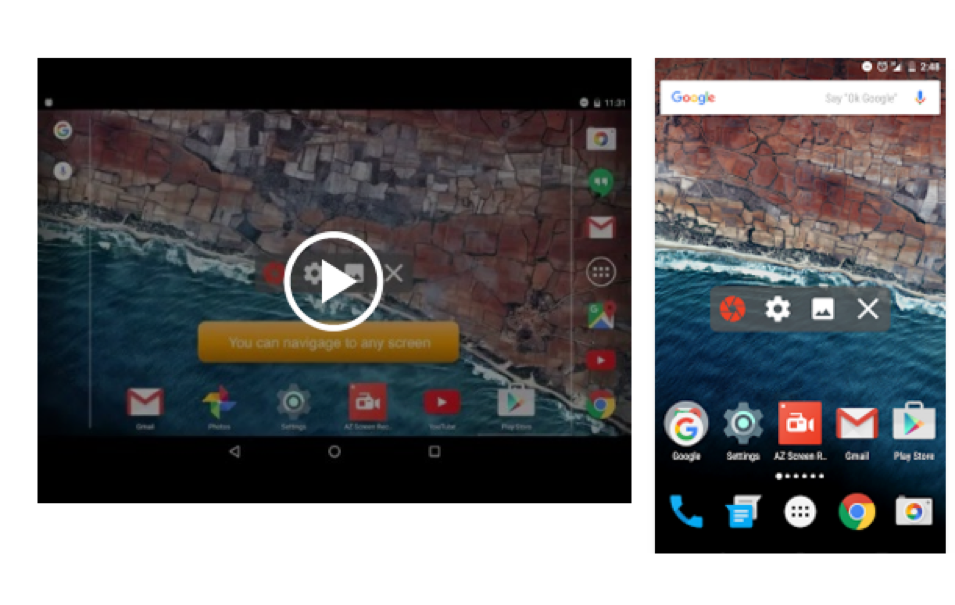 AZ Screen Recorder app interface for Android screen capture