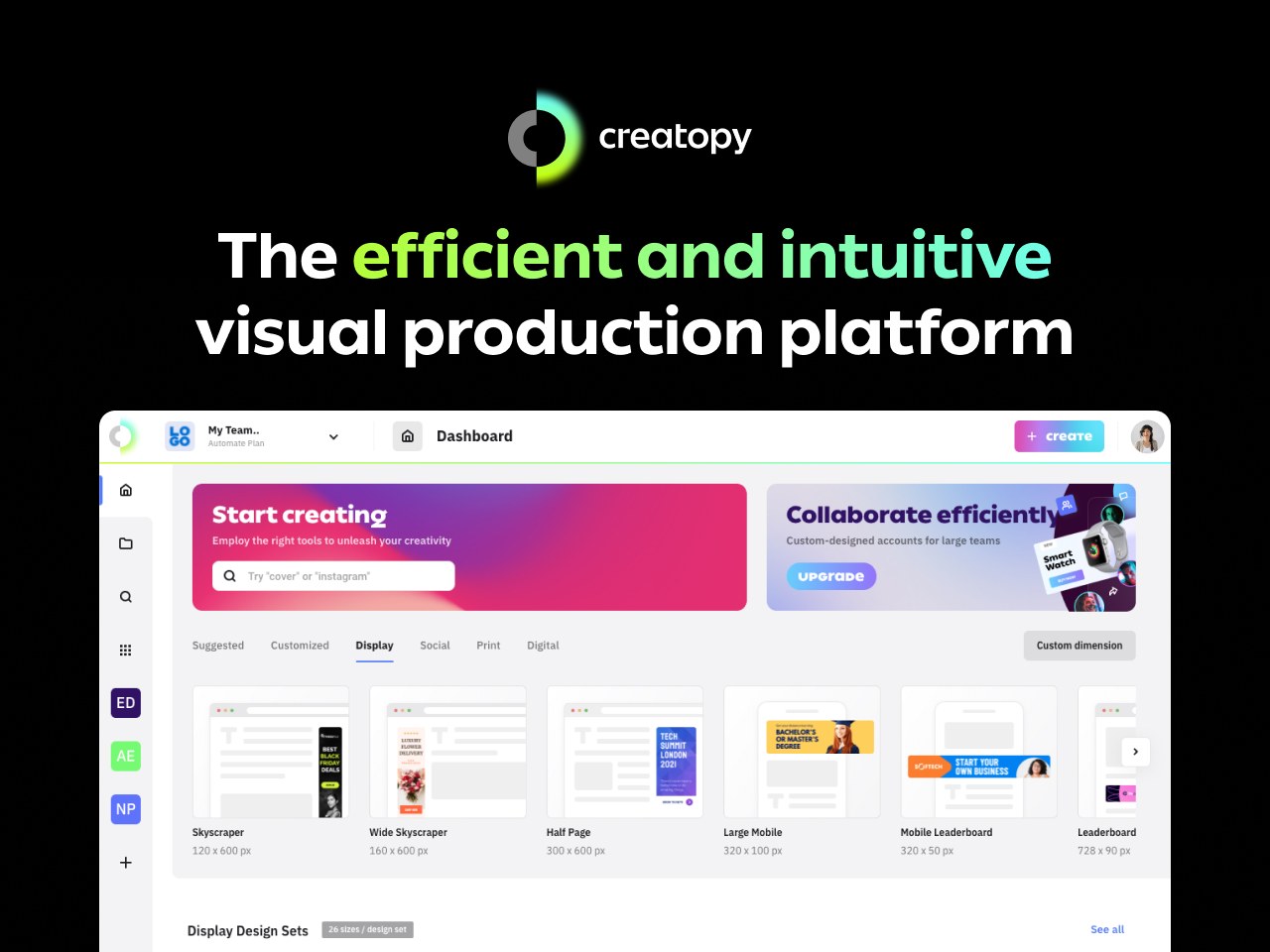 Creatopy animated banner ad creation interface