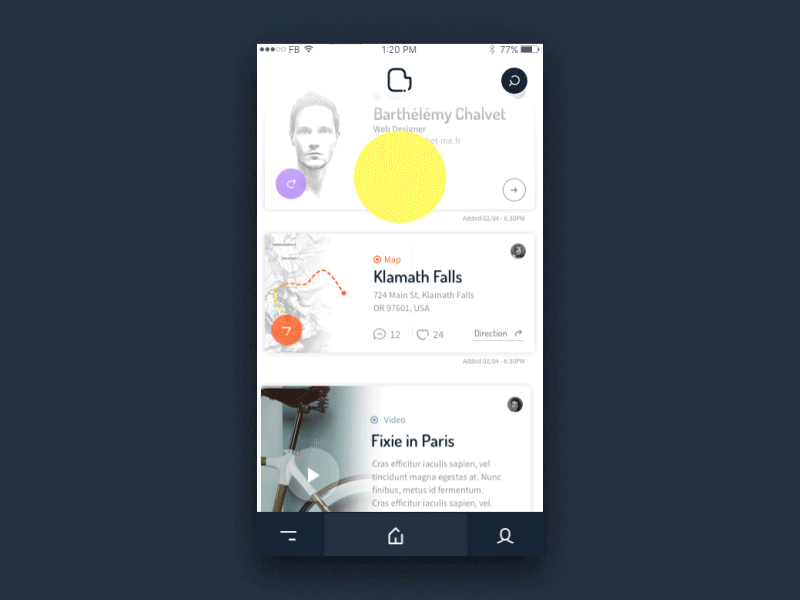 MarketMe animated search button interaction prototype example