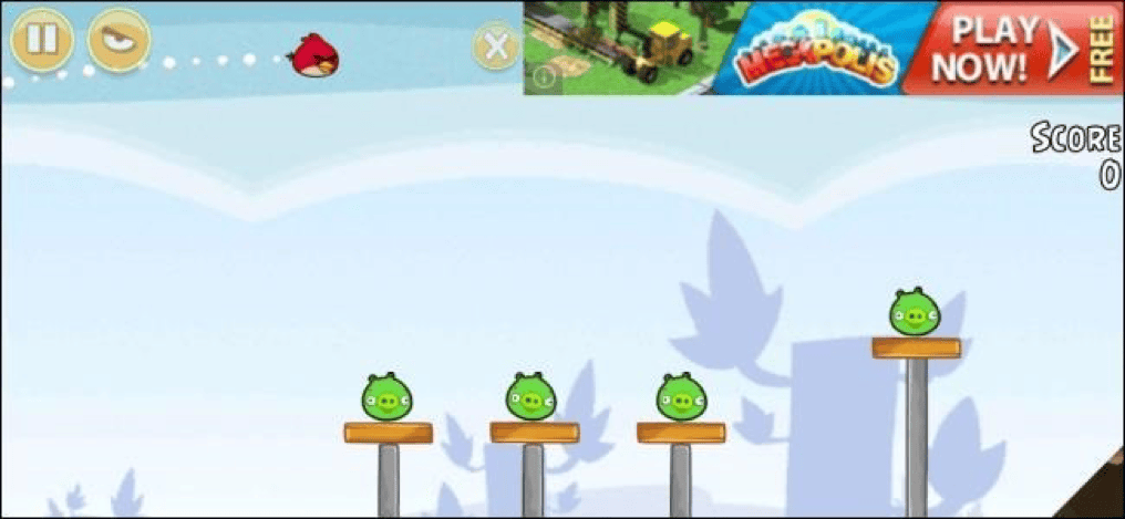 Freemium mobile game showing in-app ads and purchase prompts