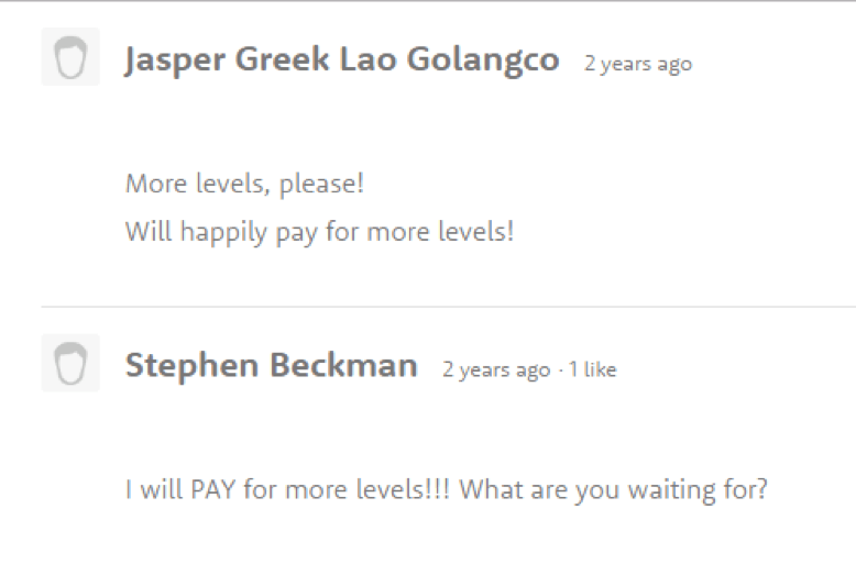 Player comments requesting more Monument Valley levels