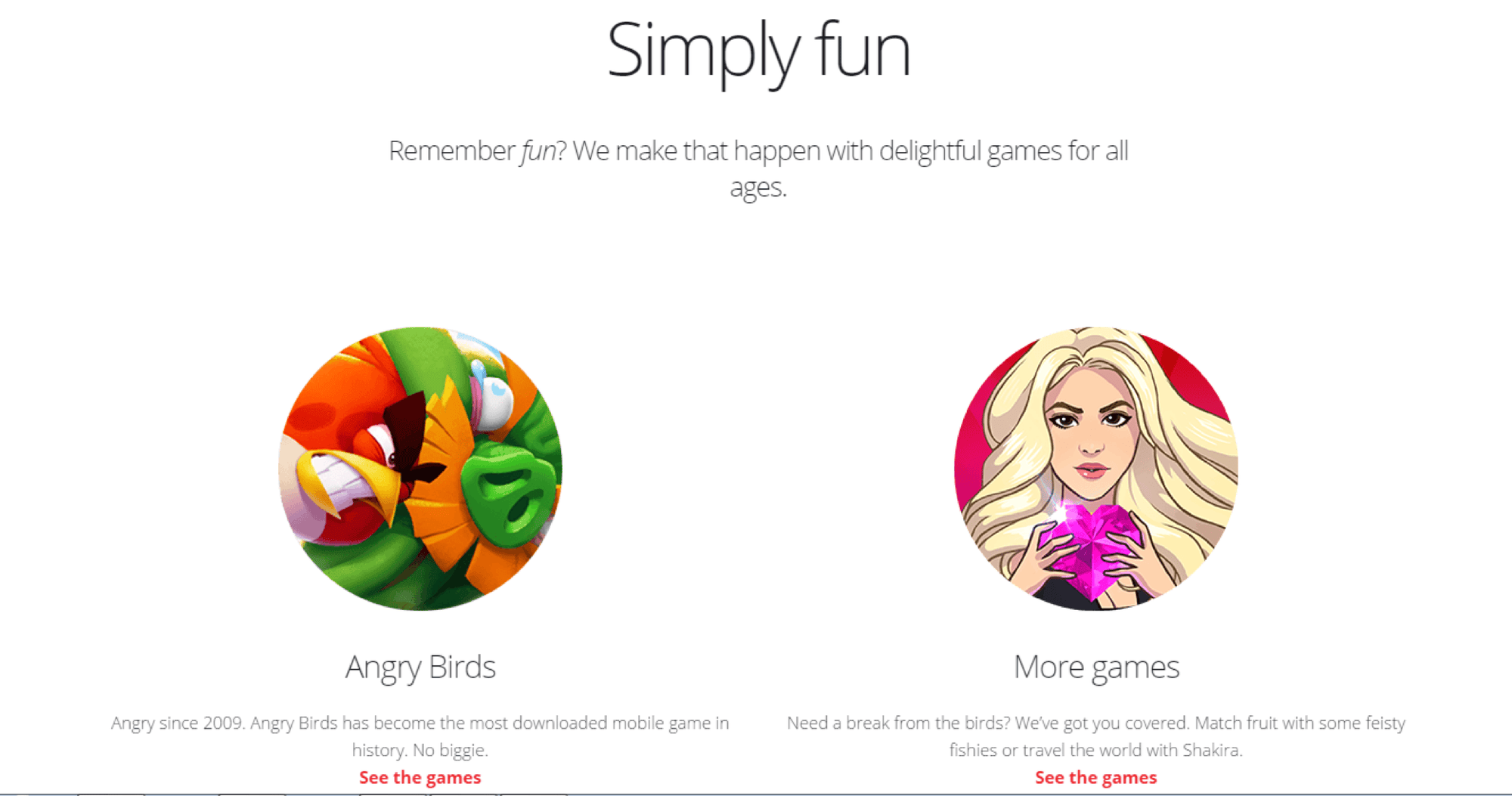 Rovio games portfolio showing multiple Angry Birds titles for cross-promotion