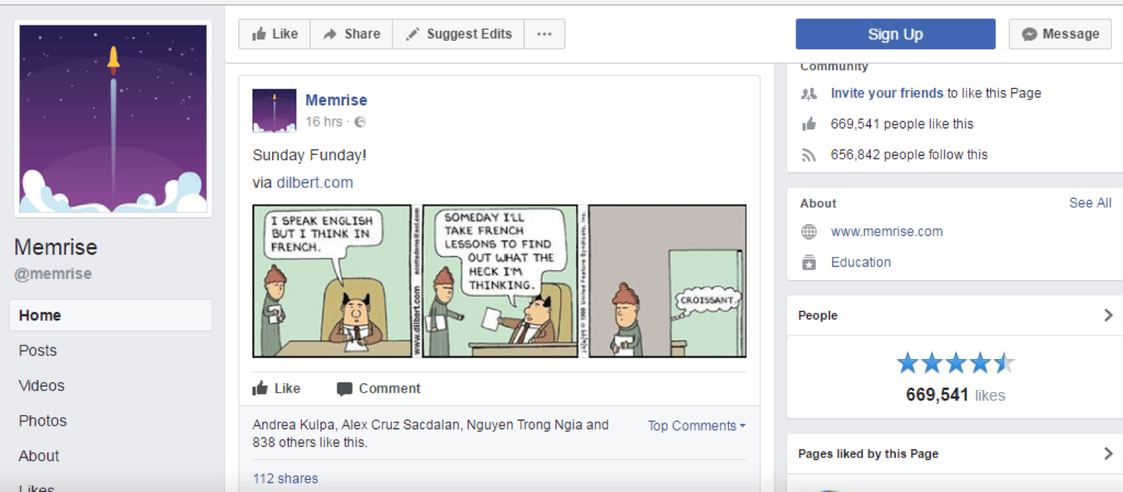 Memrise humorous social media post encouraging language learners