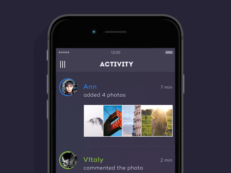 Navigation bar flipping animation transforming app categories