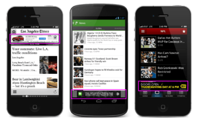 Mobile banner ad example shown at the bottom of a screen