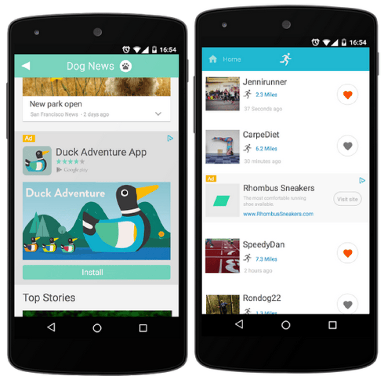 Native ad blended into an app feed example
