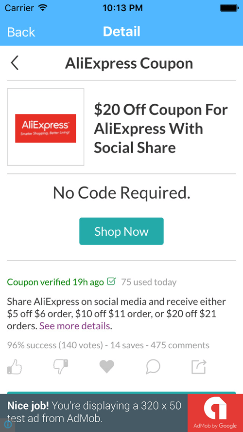 AliExpress referral program invite friends share rewards screen