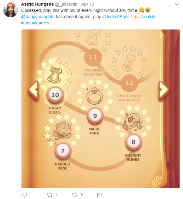 Social media channels used to promote and share a mobile casual game