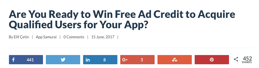 App Samurai free ad credit campaign announcement with 992 participants