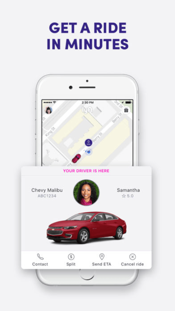 Lyft app interface on a smartphone screen