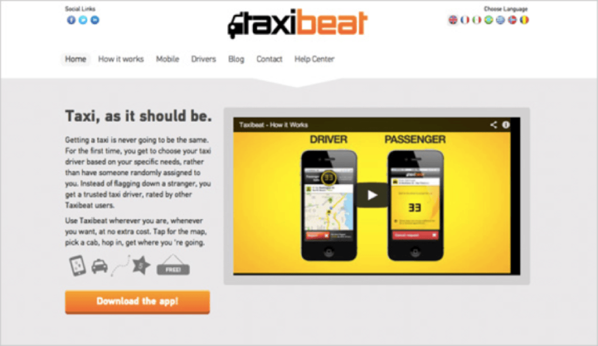 App landing page featuring an embedded promo video above the download button