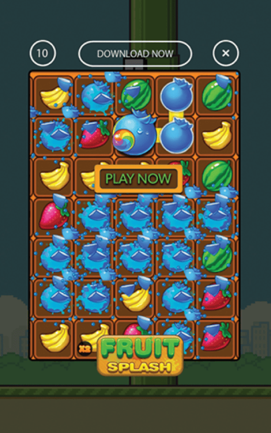 Playable ad with visible close button letting users exit