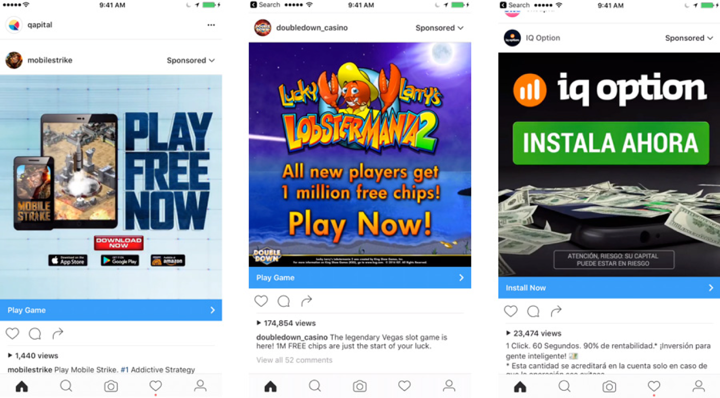 Instagram video app install ad platform example