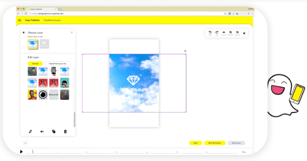 Snapchat Snap Publisher tool converting horizontal video to vertical format
