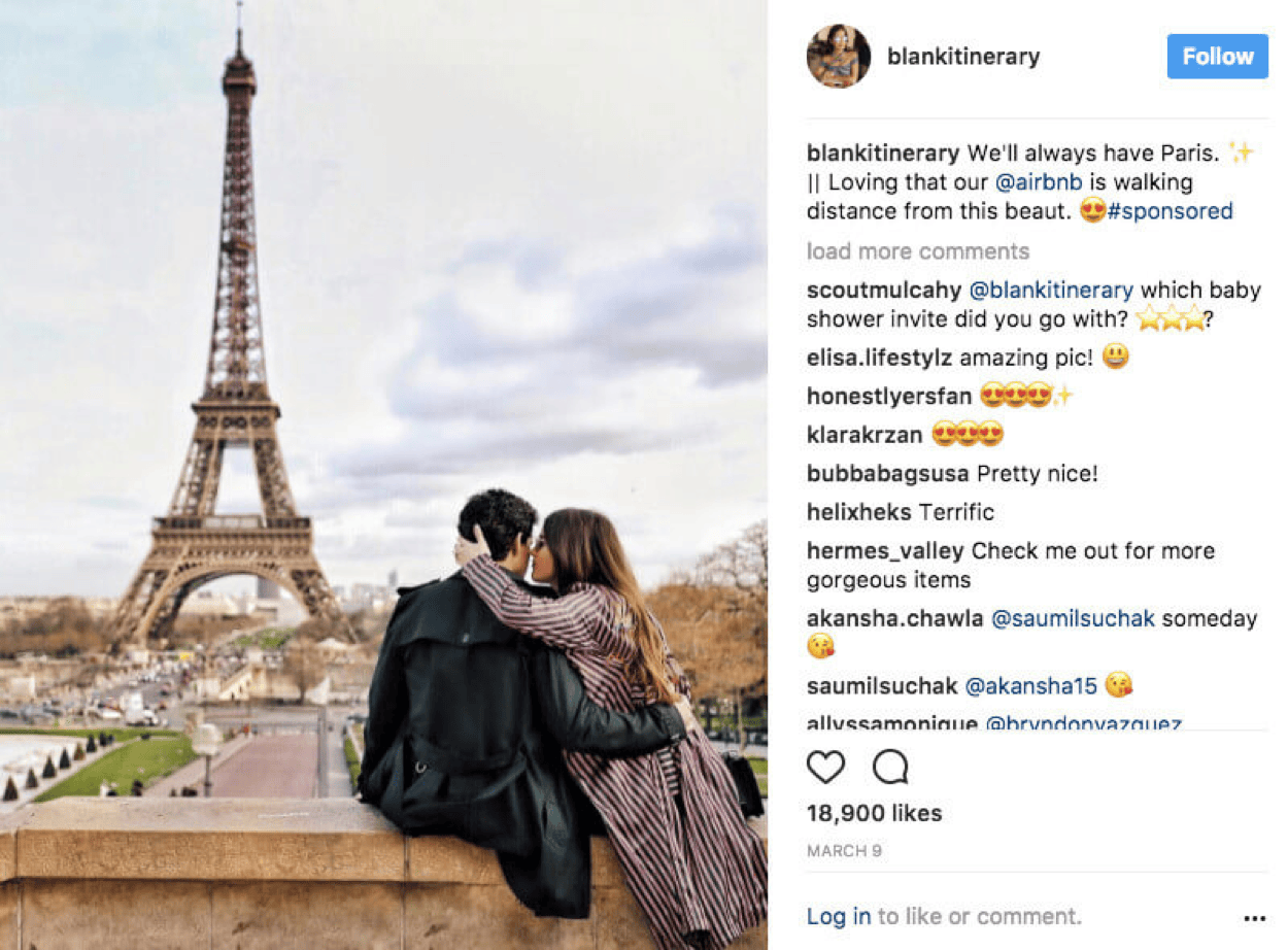 Influencer marketing campaign example featuring a travel brand on Instagram