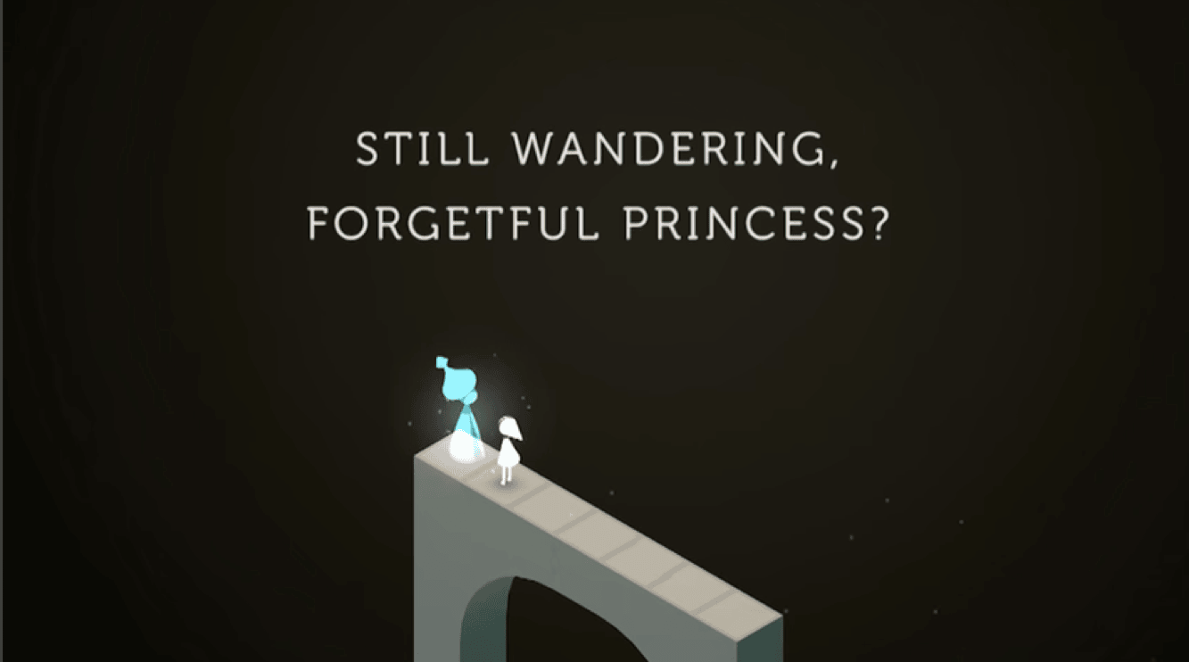 Monument Valley game promo video screenshot showing impossible geometric world