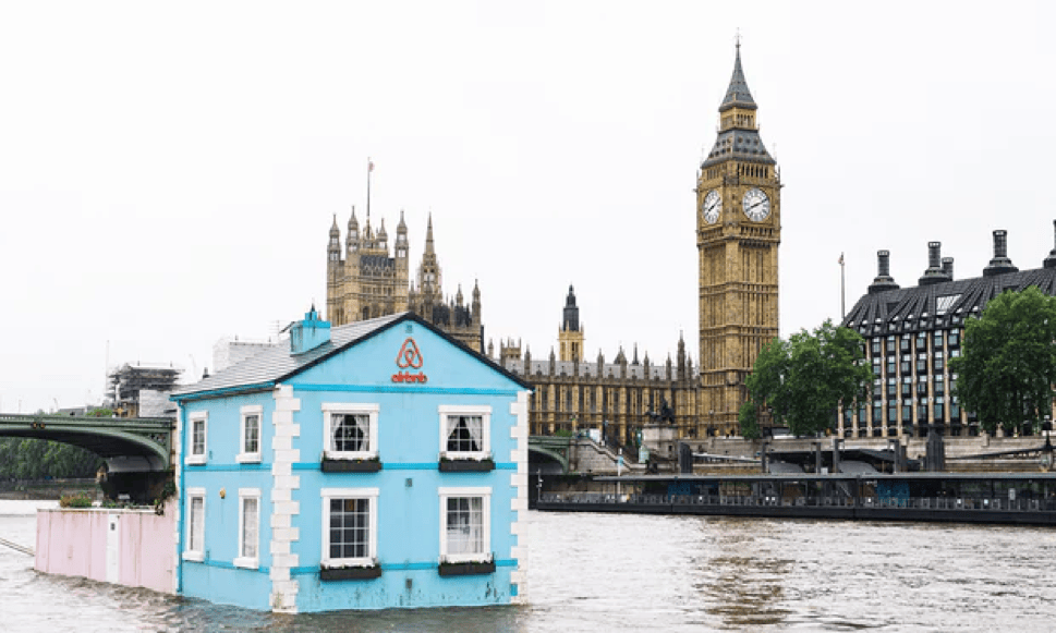Airbnb guerrilla marketing floating house on the River Thames London