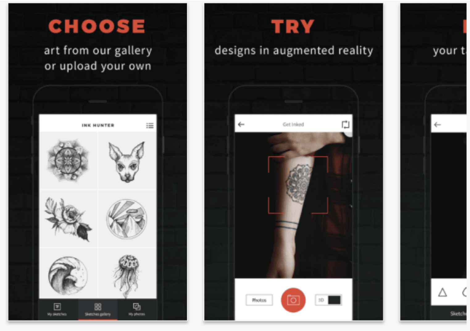 Ink Hunter tattoo try-before-you-get AR app on a hand
