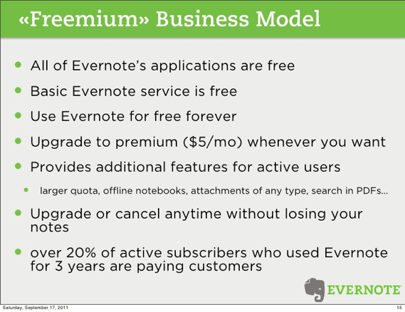 Evernote freemium retention strategy and user growth overview
