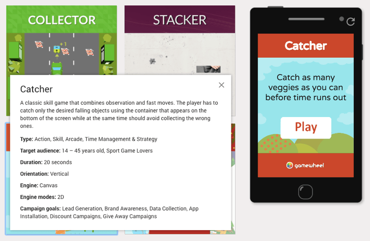 Gamewheel platform interface for building playable game ad units
