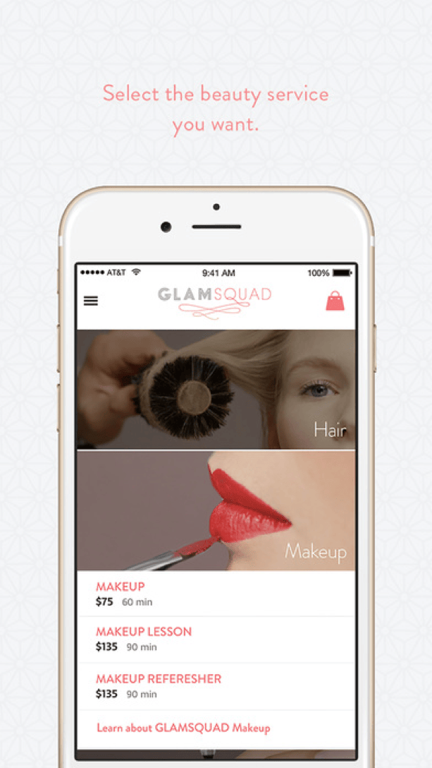 Glamsquad on-demand beauty app for booking stylists at home