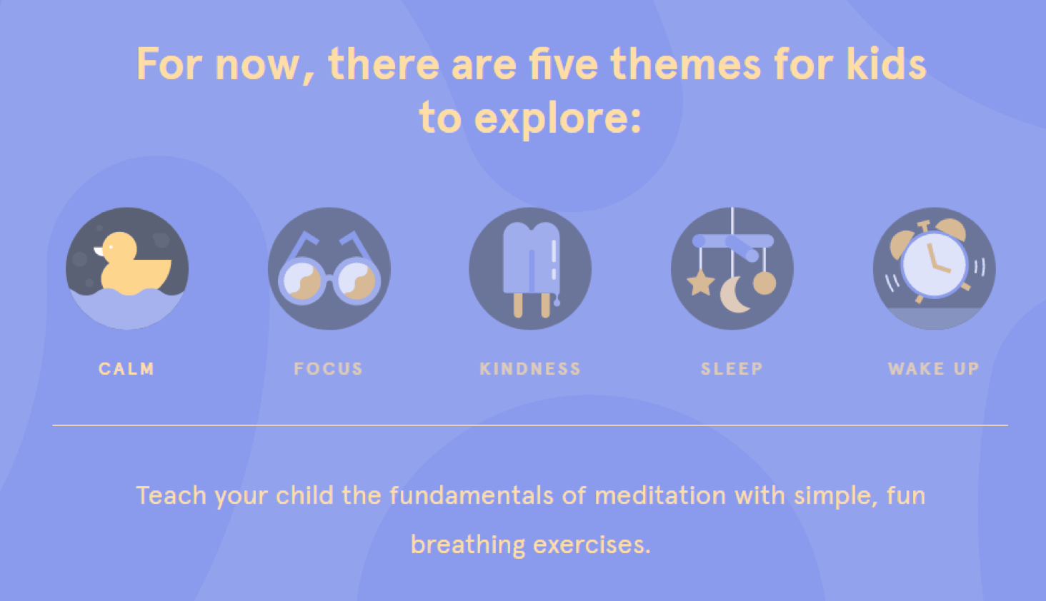 Headspace kids meditation sessions grouped by age category