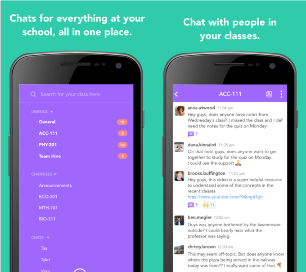 Hive anonymous messaging app interface for student communities